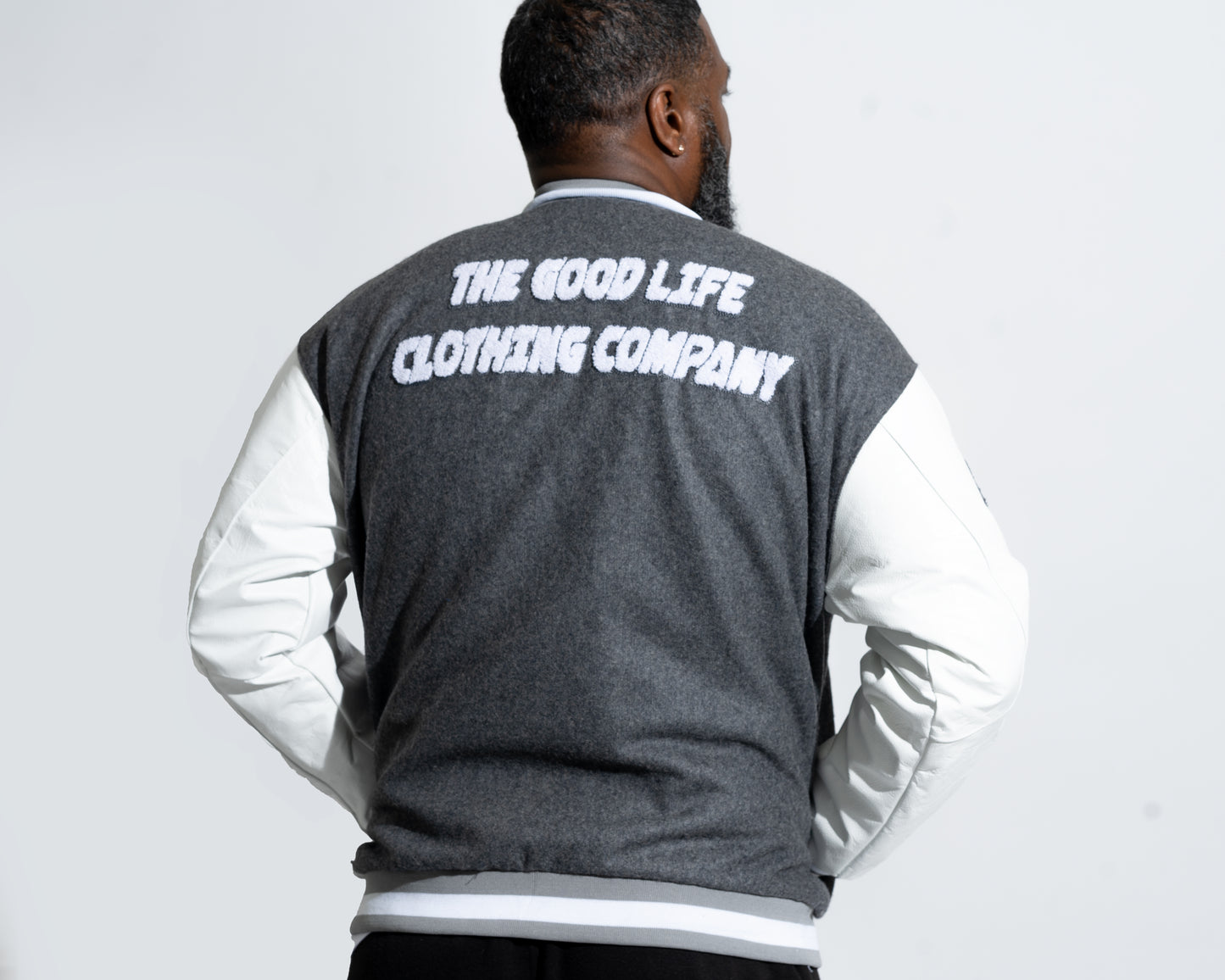 Grey TGL letterman jacket